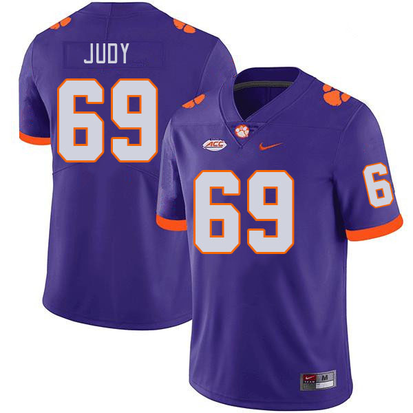 Men #69 Sam Judy Clemson Tigers College Football Jerseys Stitched-Purple